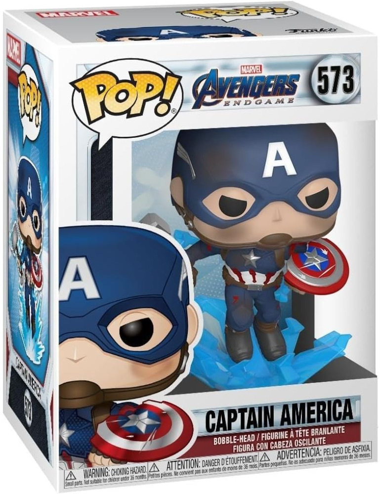 Avengers: Endgame - POP! Vinyl Figure Captain America con Scudo Rotto e Mjölnir 9 cm