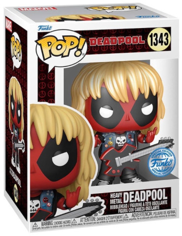 Deadpool - Pop Funko e Tee Box Deadpool Heavy Metal Band Exclusive 9 Cm (T-Shirt L)