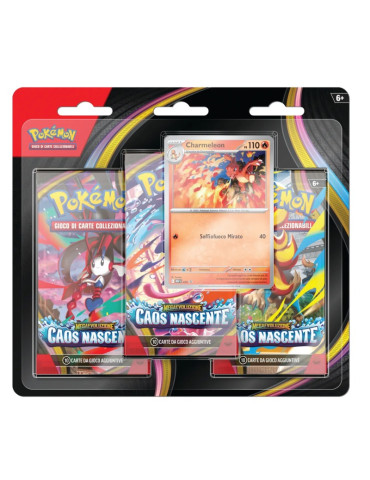 Pokémon GCC – Blister 3 Buste Megaevoluzione: Caos Nascente con Carta Promo Charmeleon